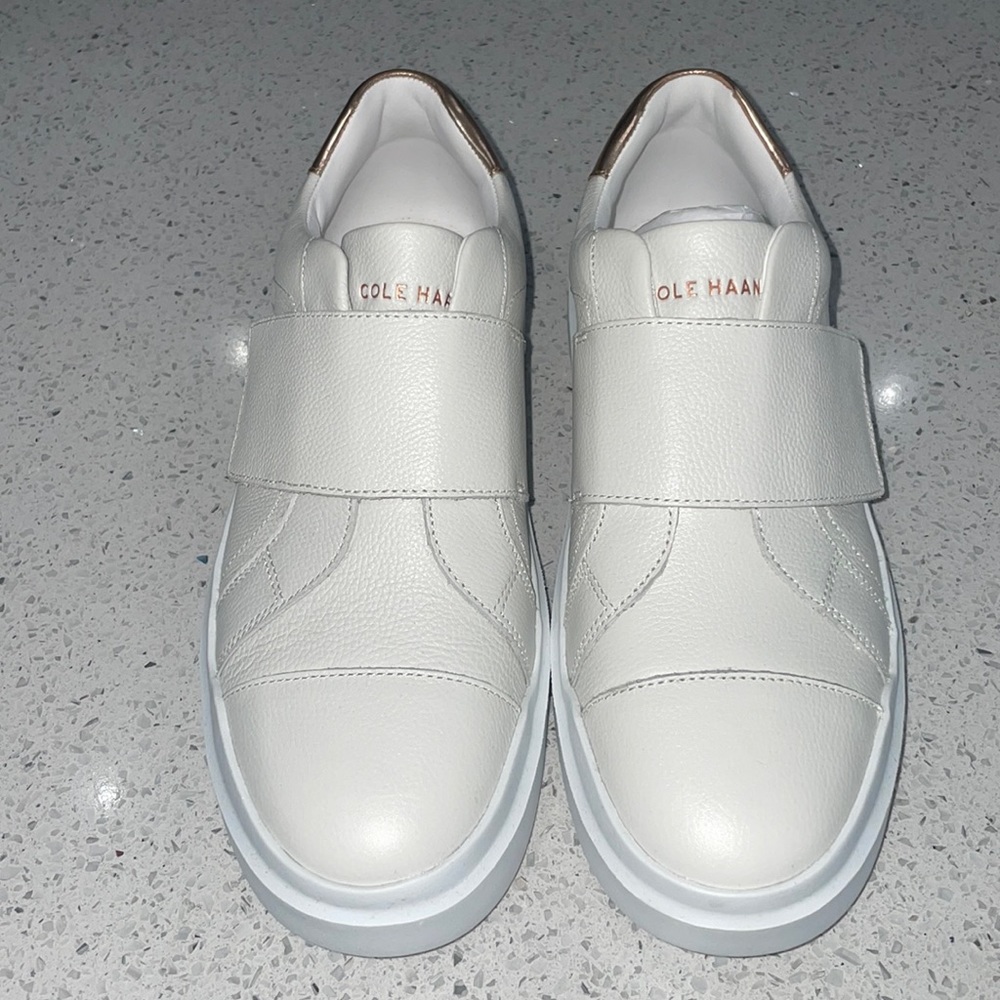 ColeHaan White with Rose Gold Velcro